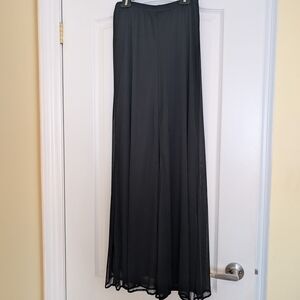 Elegant Black Maxi Pants Sheer Overlay
